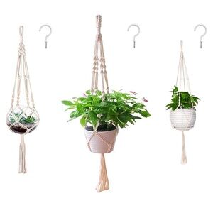 3 Pack Macrame Plant Hanger with 3 Hooks